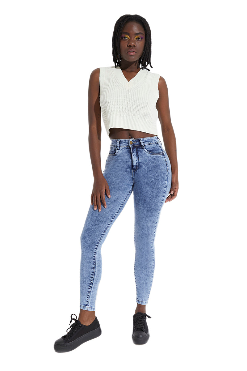 Vaqueros Pitillo Pantalón Vaquero Mujer Tiro Alto Pantalones