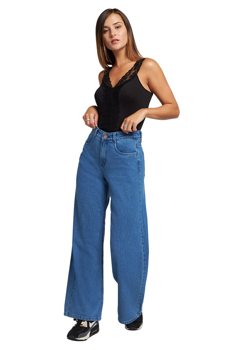 Wide Leg Jeans En Mujeres Jeans Rotos Wide Leg Gris Cielo Para Mujer