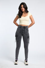 Jeans Mujer High Waist Cargo 2056